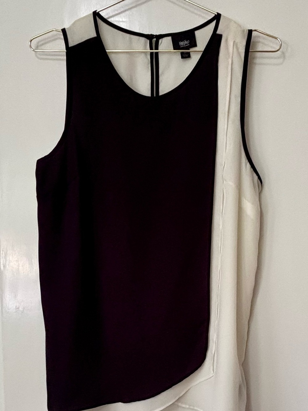 Massimo| Black & White Monochrome Flowy Layered Sleeveless Camisole Blouse Sz S